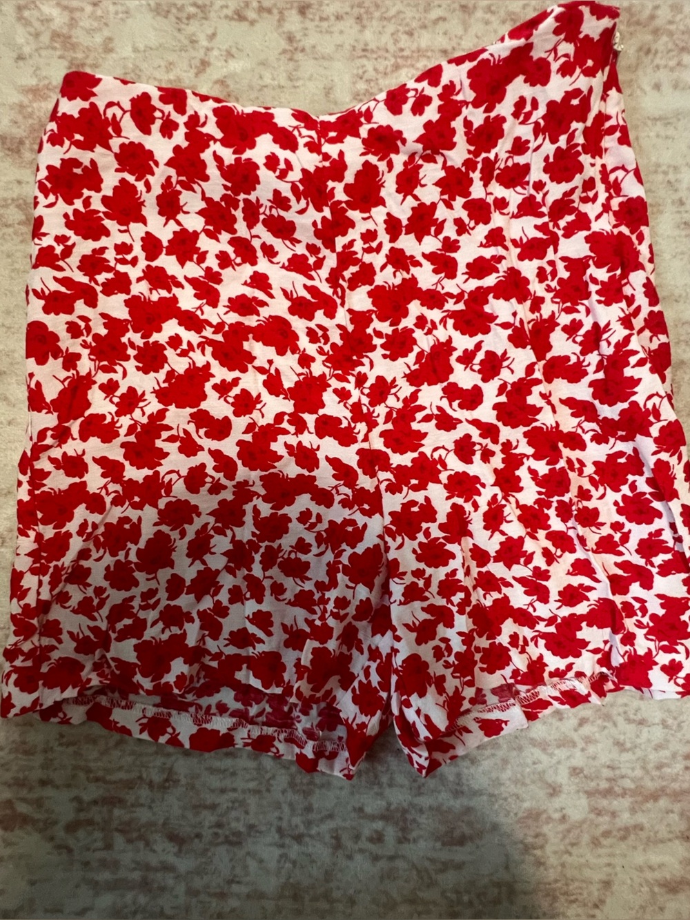 Mango Red Floral Print Shorts
